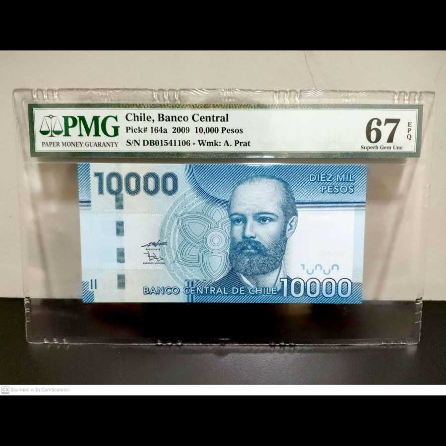 Chile 10000 Pesos UNC PMG 67 EPQ TOP POPULATION ONLY 1