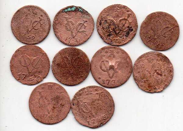 A2304 Lot 10 keping Koin VOC Kondisi Jelek Di Cuci Sesuai Gambar