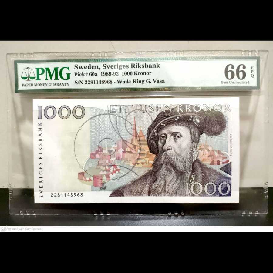 Sweden 1000 Kronor 1989-1992 UNC PMG 66 EPQ NOMINAL TERBESAR