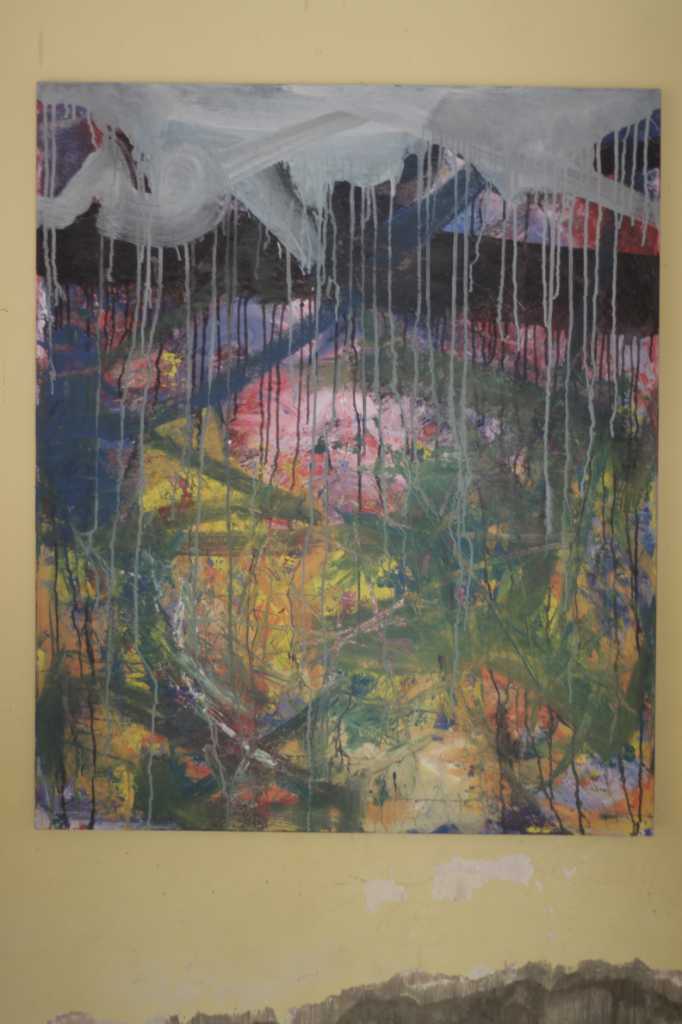 lukisan akrilik di atas kanvas "HUJAN PUTIH"