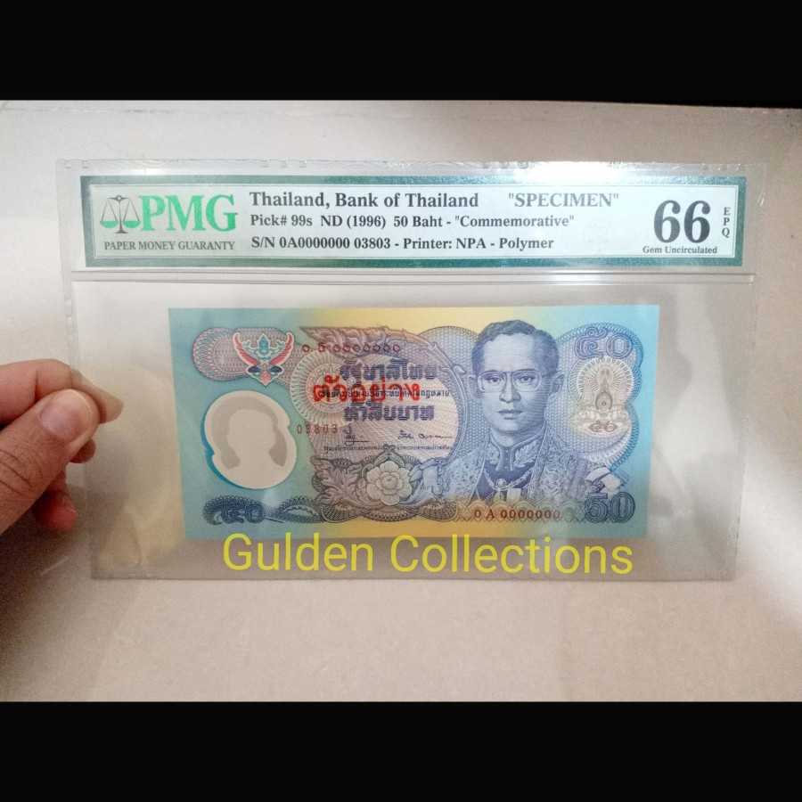 THAILAND 50 BATH 1996 SPECIMEN POLYMER UNC PMG 66 EPQ