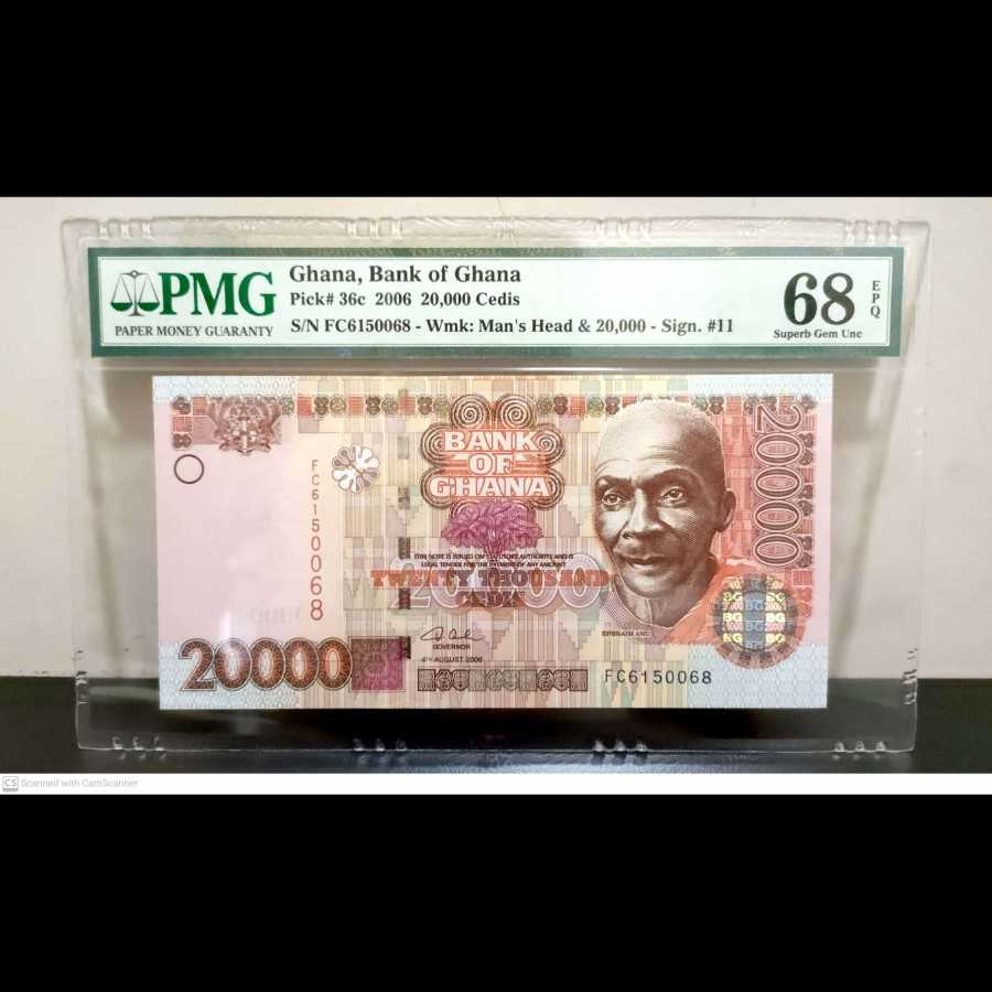 Ghana 20000 Cedis UNC PMG 68 EPQ TOP POPULATION