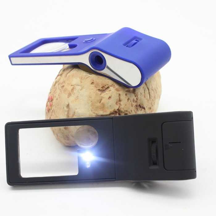 Kaca pembesar 3x 10x mikroskop 55x ultraviolet uv 6 led