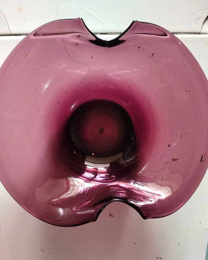 Tempat buah Japan Kristal ungu tebal diameter: 24 cm mulus