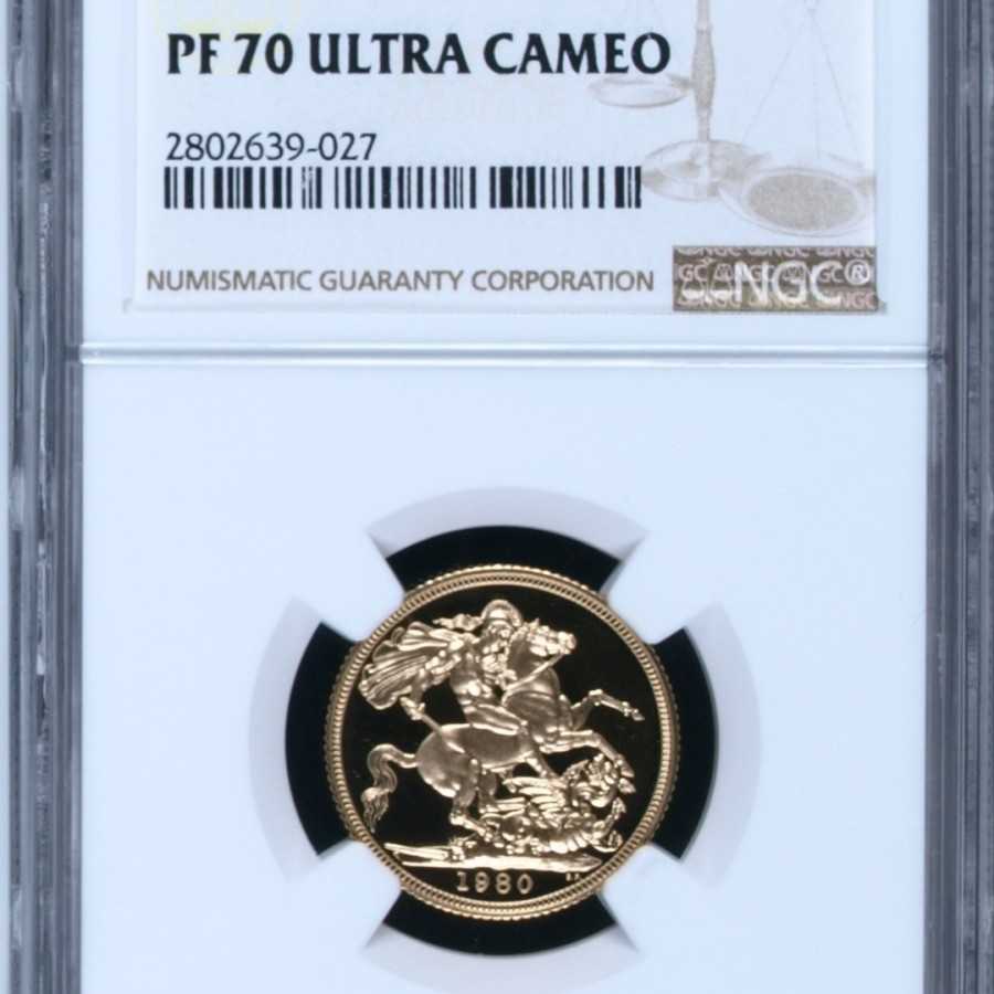 NGC PF 70 1980 great britain 1 sovereign gold coin koin emas inggris