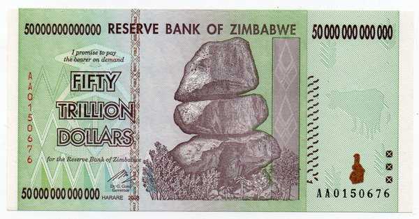 Bl 1496 Zimbabwe 50 T - 50 000 000 000 000 Dollar Tahun 2008 UNC Mulus Sesuai gambar