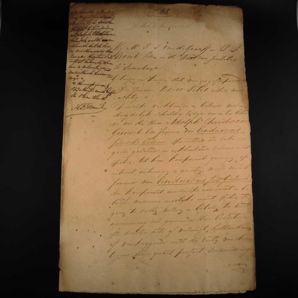 Koleksi Dokumen Tulis Tangan Pemerintahan Hindia Belanda Wilayah Surabaya Tanggal 27 Maret Tahun 1823 No 45