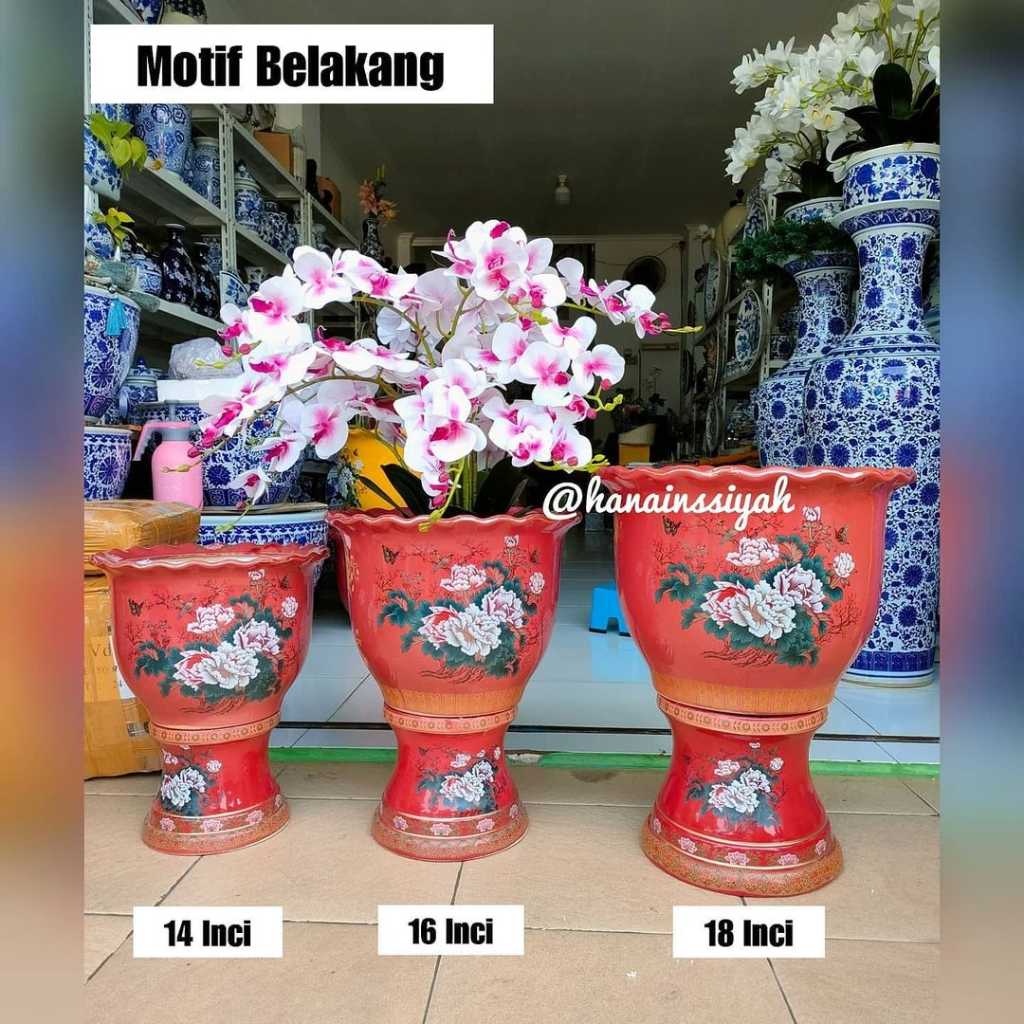 Pot Kaki Merah Depan belakang motif berbeda