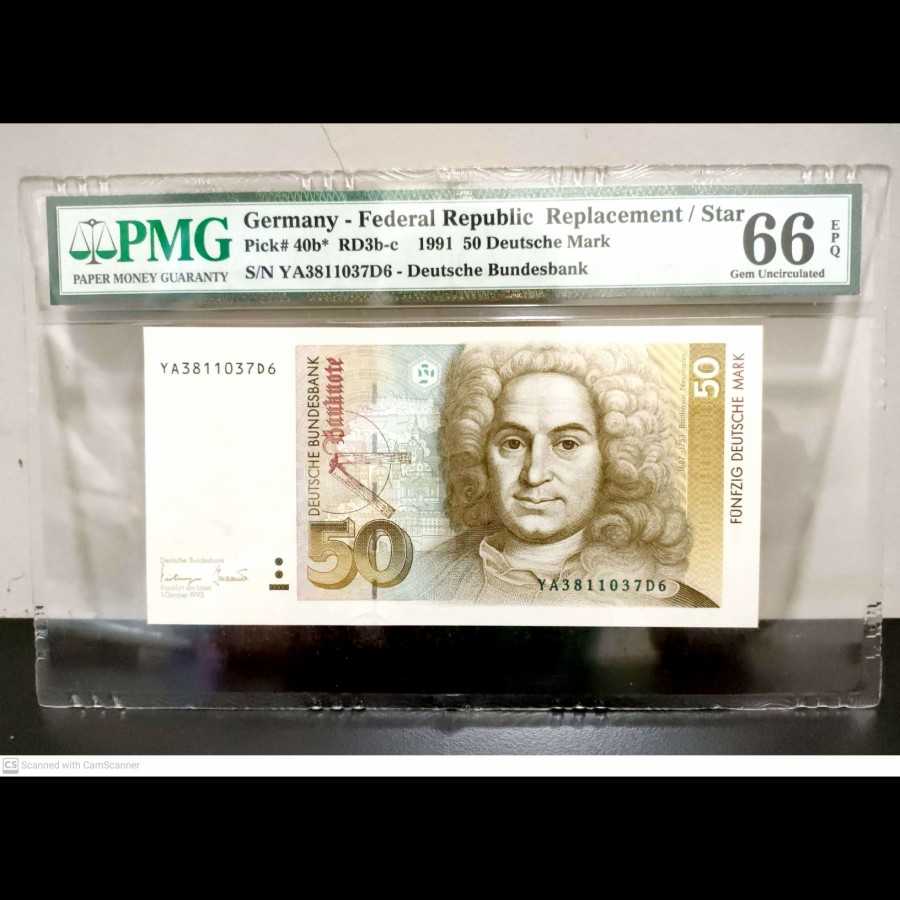 Germany 50 Deutsche Mark 1991 REPLACEMENT UNC PMG 66 EPQ
