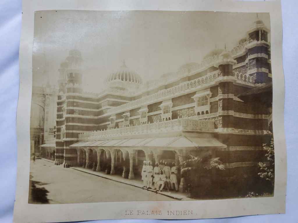 Foto Antik / Foto Kuno "dua muka" (Palais Algerien - Le Palais Indien); estimasi tahun 1900-an awal; ukuran 28cm x 22,5cm