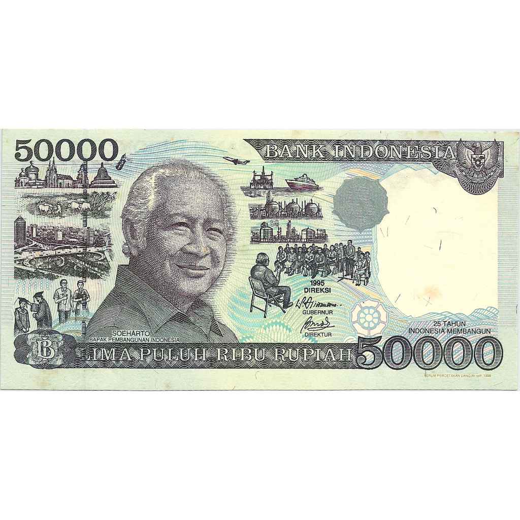 NO CANTIK Uang Kuno Indonesia 1995 50000 Rupiah (Soeharto) YVA 123456