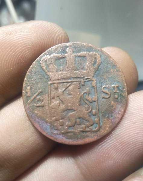 A 2070 Koin Kuno Nederland Indie Setengah Stuiver Tahun 1826 Bekas Pakai Kondisi Sesuai Gambar