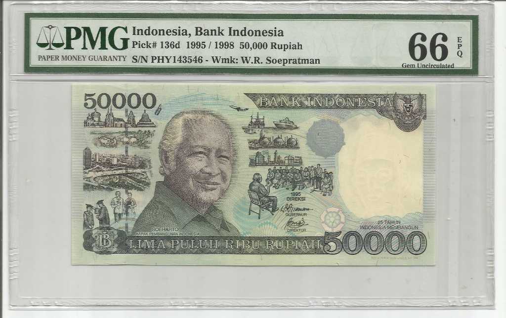 Uang Indonesia Rp. 50.000 Thn. 1995 PMG 66 EPQ