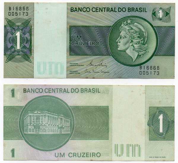 BL2660 Per 1 Lembar Brazil 1 Cruzeiro 1980 AU Mulus Ada Flek Kuning