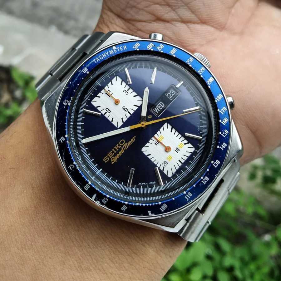 Seiko kakume big blue speed timer automatic vintage