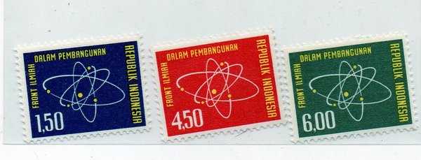 BL 557 SET 3 Jenis Prangko indonesia SERI Ilmiah Dalam Pembangunan 1962 MNH