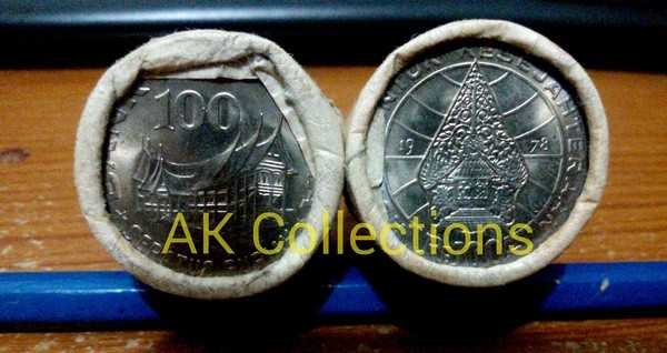 1 roll uang kuno koin 100 Tipis tahun 1978