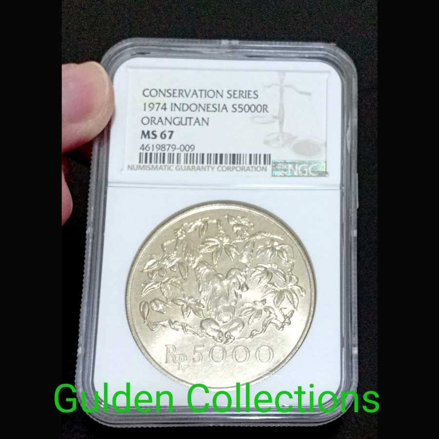 Koin Perak Orang Utan WWF 1974 5000 Rupiah NGC MS 67