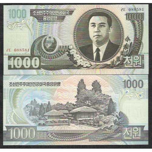 BL 1171 Korea Utara 1000 Won Tahun 2006 UNC mulus Per 1 Lembar