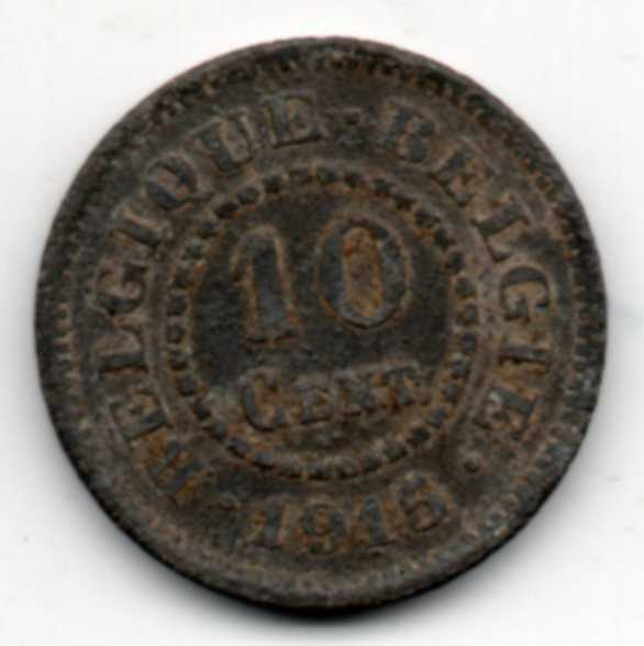 A1124 Belgium Lama 10 Cent Tahun 1918 Bekas Pakai Sesuai Gambar