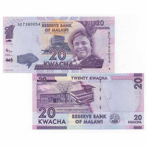 BL 239 BANKNOTE MALAWI 20 KWACHA UNC 1 Pcs