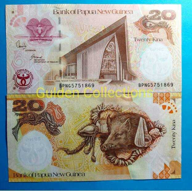 Uang Kuno Uang Asing 20 Kina Papua New Guinea Unc