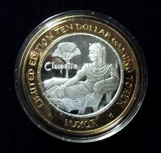 2001 Luxor Las Vegas 10 Dollar Silver Strike Gaming Token Cleopatra