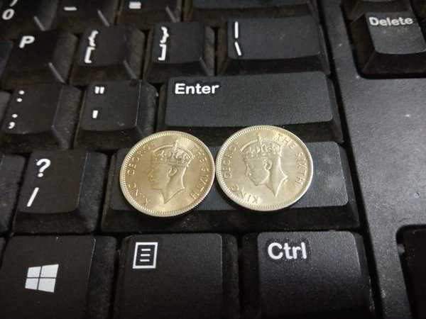 X 763 Malaya 10 Cent 2 keping Tahun 1948 Dan 1949 Sesuai Gambar