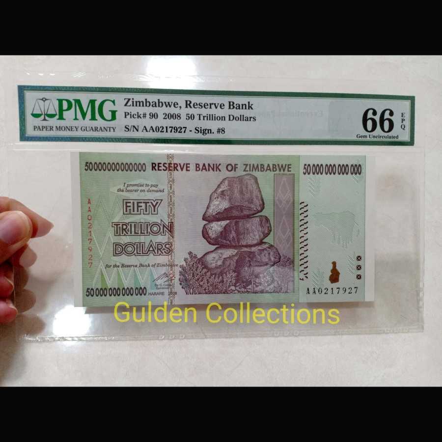 ZIMBABWE 50 TRILLION DOLLAR UNC PMG 66 EPQ