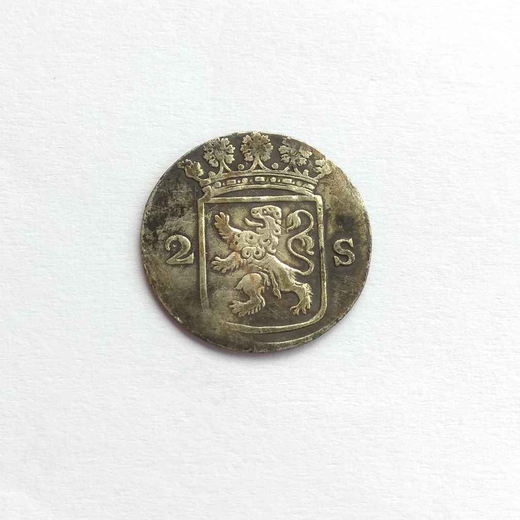 Koin Perak Kuno Detai Bagus 2 Stuiver 1775 Hollandia Belanda Jaman VOC k121