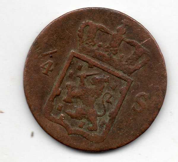 A 2066 Koin Kuno Nederland Indie Seperempat Stuiver Tahun 1826 Bekas Pakai Kondisi Sesuai Gambar