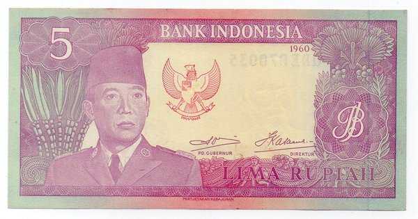 BL 646 Indonesia 5 Rupiah Tahun 1960 Soekarno - Sukarno AU Tidak lipat Misshandling