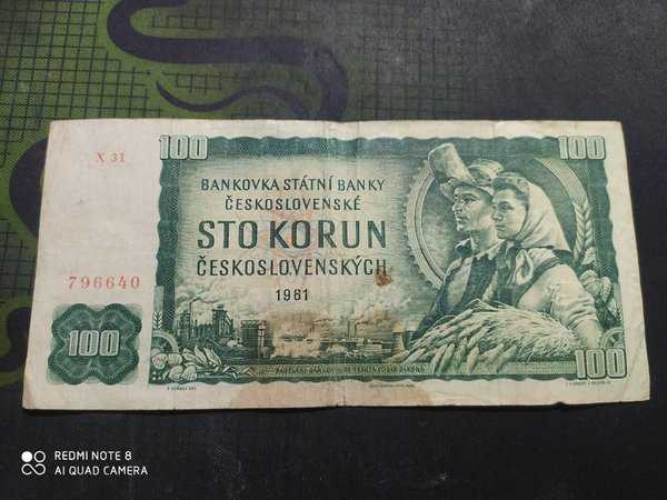 BL3191 Uang Asing Cheko 100 Korun Tahun 1961 Bekas Sesuai Gambar Asli Ready