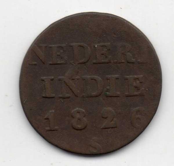 A1379 Nederlands Indies Seperempat Stuiver Tahun 1826 Bekas Sesuai Gambar