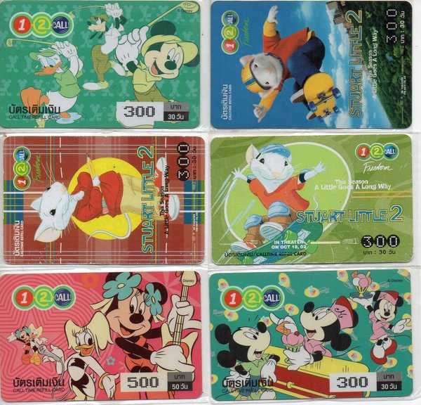 Lot 6 Pcs kartu Telepon Telefon Magnetik Thailand Sesuai gambar