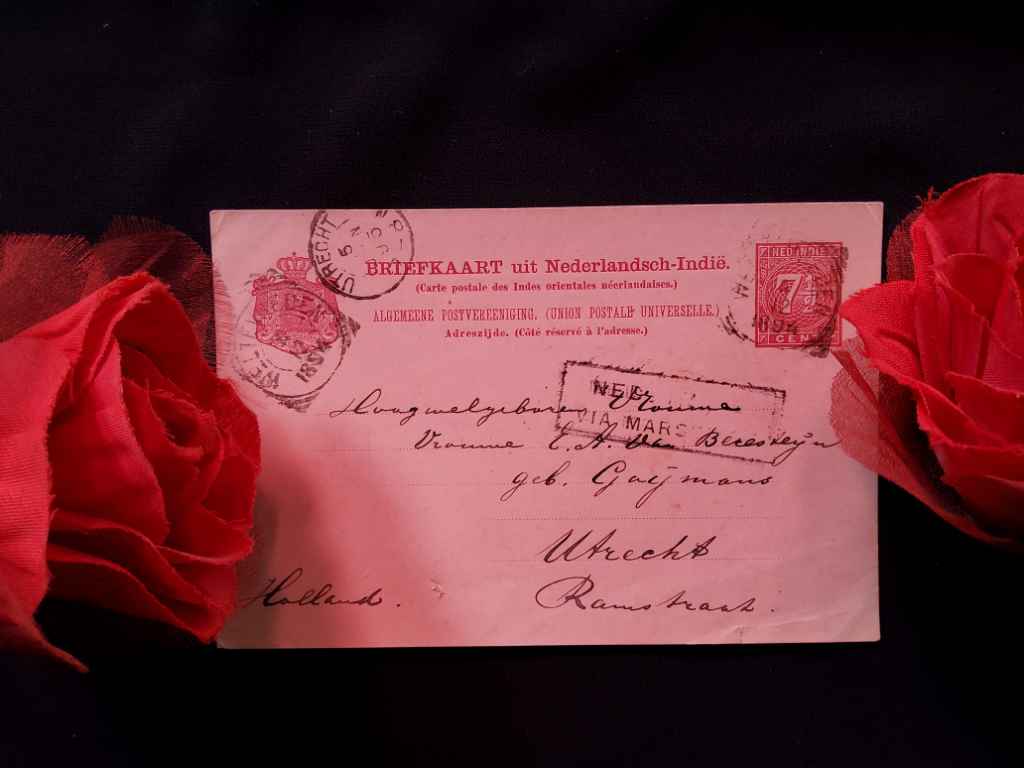 Kartu Pos Nederlandsch Indie berbahasa Belanda; 3-12-1894 ; dari Weltevreden tujuan Utrecht  KPB90 0001