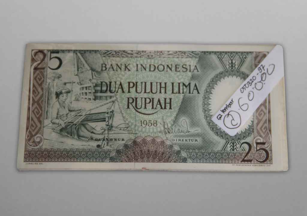Uang Bank Indonesia 25 rupiah tahun 1958