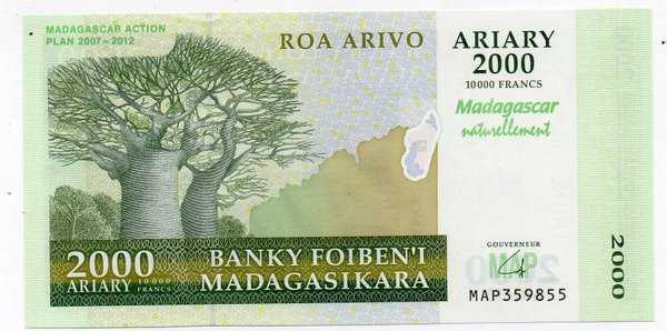 BL 1316 MAdagascar 2000 Ariary 2007 Commemorative UNC