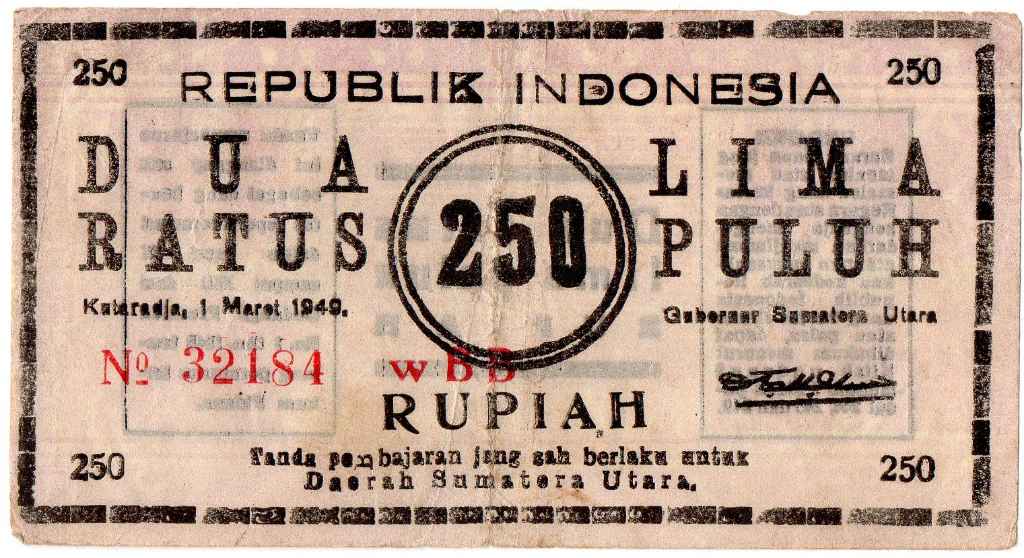 Indonesia - North Sumatera 250 Rupiah 01.03.1949