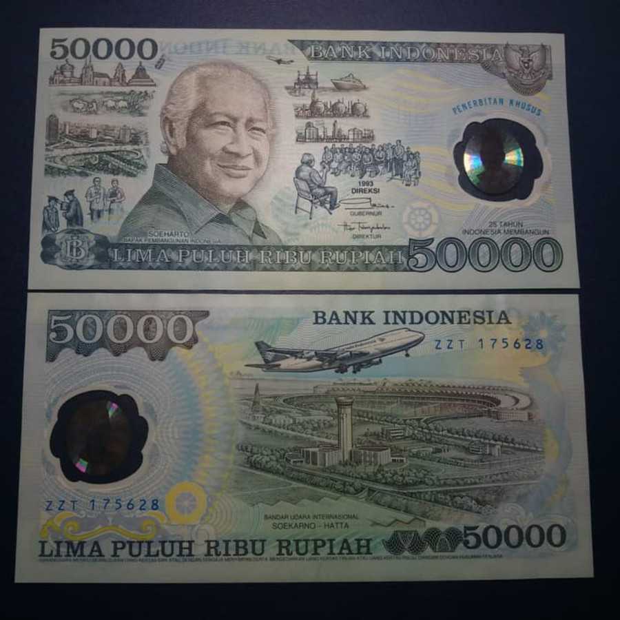 uang kuno 50000 Soeharto polimer