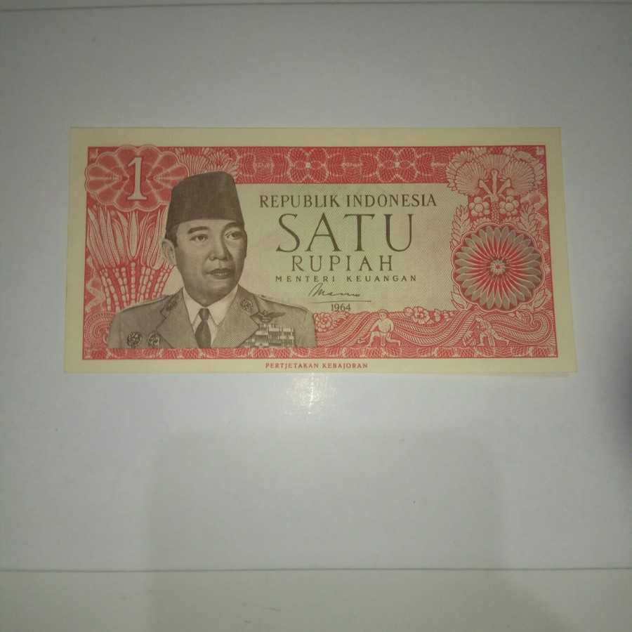 uang kuno 1 rupiah Soekarno 1964 gress