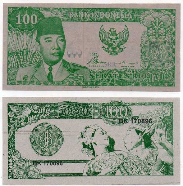BL2938 Per 1 Lembar Soekarno 100 1964 Souvenir Penari 2 Melengkung ditangan