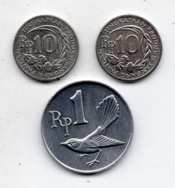 Set 21 Rupiah Terdiri Dari 10 Rupiah 1971 2 Keping Dan 1 Rupiah 1970 1 Keping Asli Ready