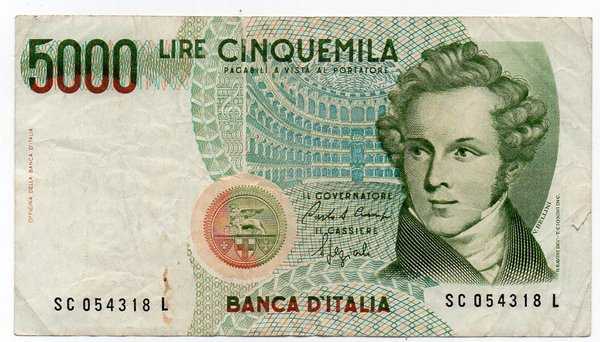 BL 893 Italia 5000 Lira Tahun 1985 Ada Sobekan Di Margin Atas sesuai gambar