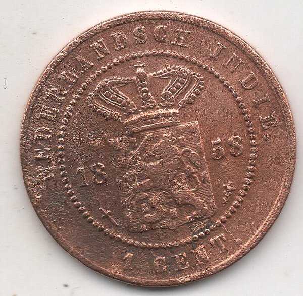A2515 Koin Kuno Ned Indie 1 Cent tahun 1858 Sesuai Gambar Ready