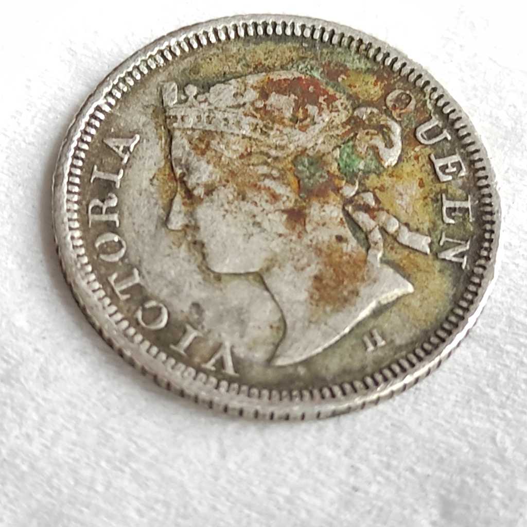 Koin Perak Lama Straits Settlements 5 Cent 1874 Victoria [k145]