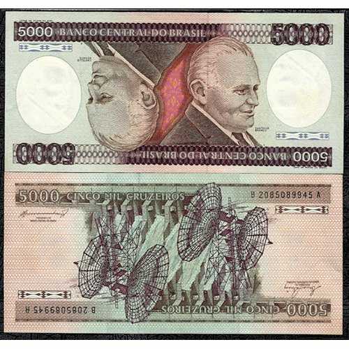 BL 215 BRAZIL 5000 CRUZEIROS 1984 UNC Mulus Tidak Lipat