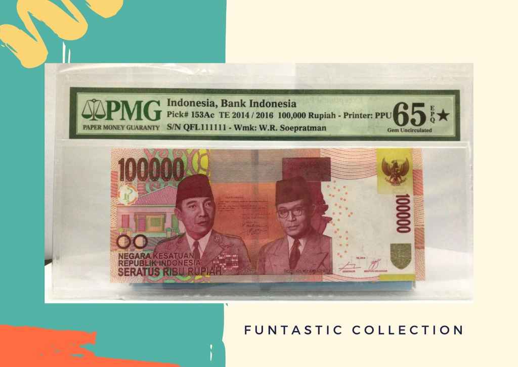 Uang Indonesia 100.000 Rupiah Soekarno-Hatta PMG 65