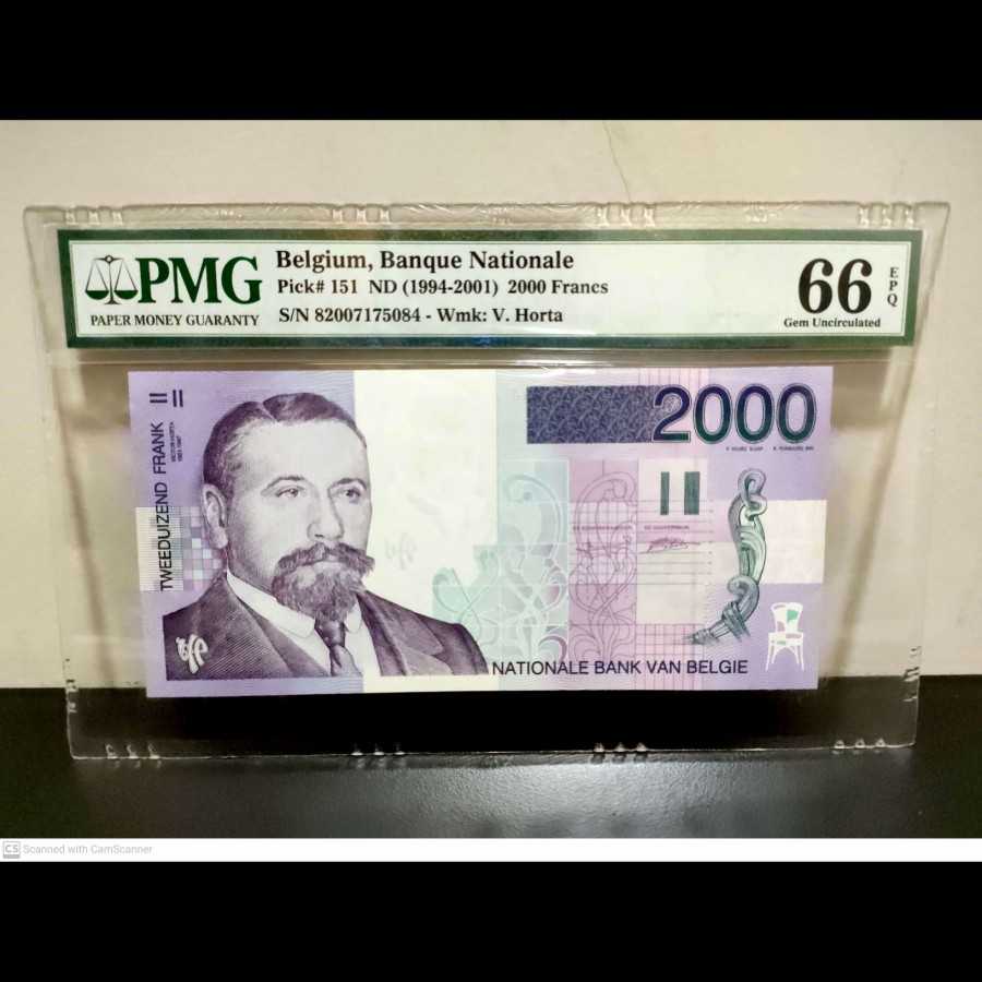 Belgium 2000 Francs 1994 UNC PMG 66 EPQ