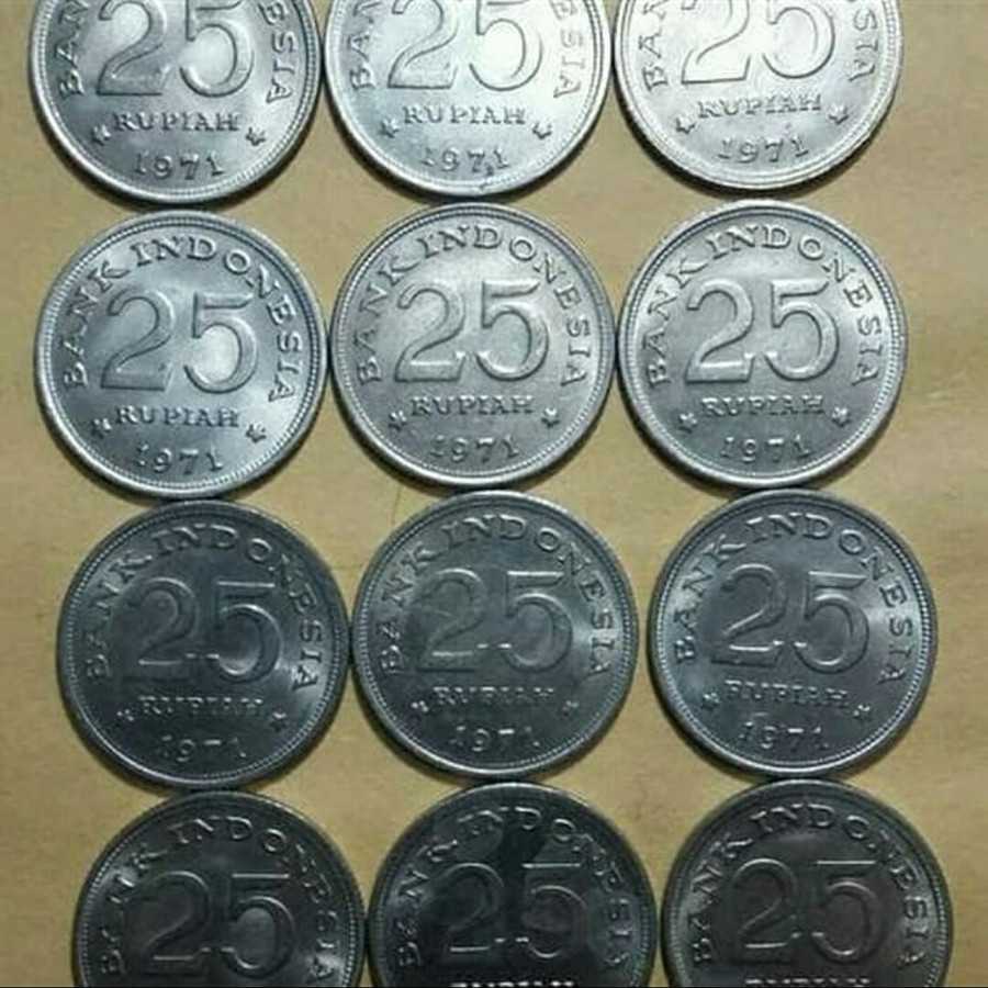 koin pecahan 25 rupiah nikel tahun 1971